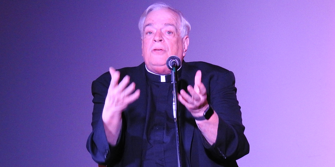 Father John Manning takes Theology on the Rocks group on a tour of diocesan history