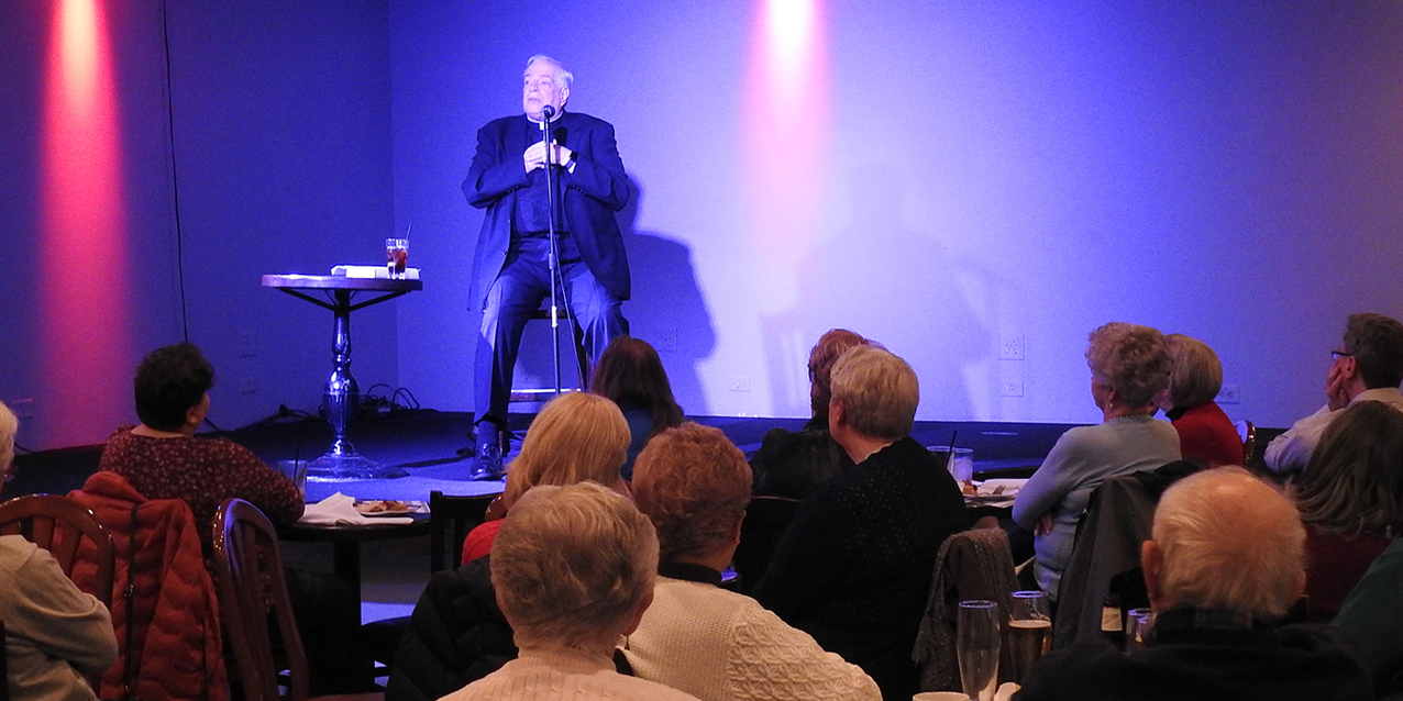 Father John Manning takes Theology on the Rocks group on a tour of diocesan history