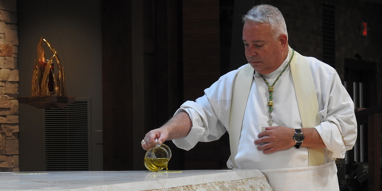 Bishop Perez dedicates new worship space, altar at St. Ambrose Parish