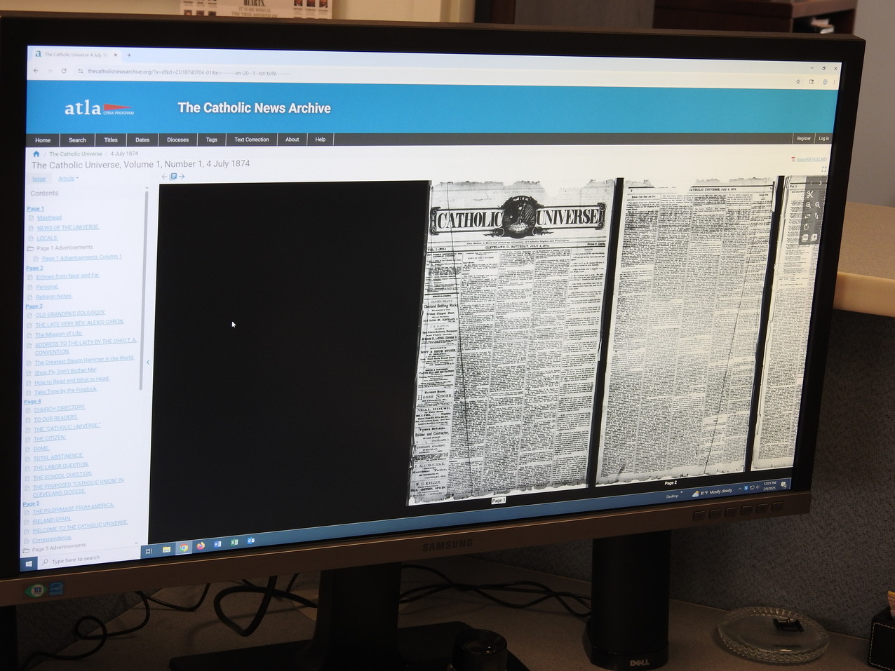 Diocesan archives announces Catholic Universe Bulletin is available digitally