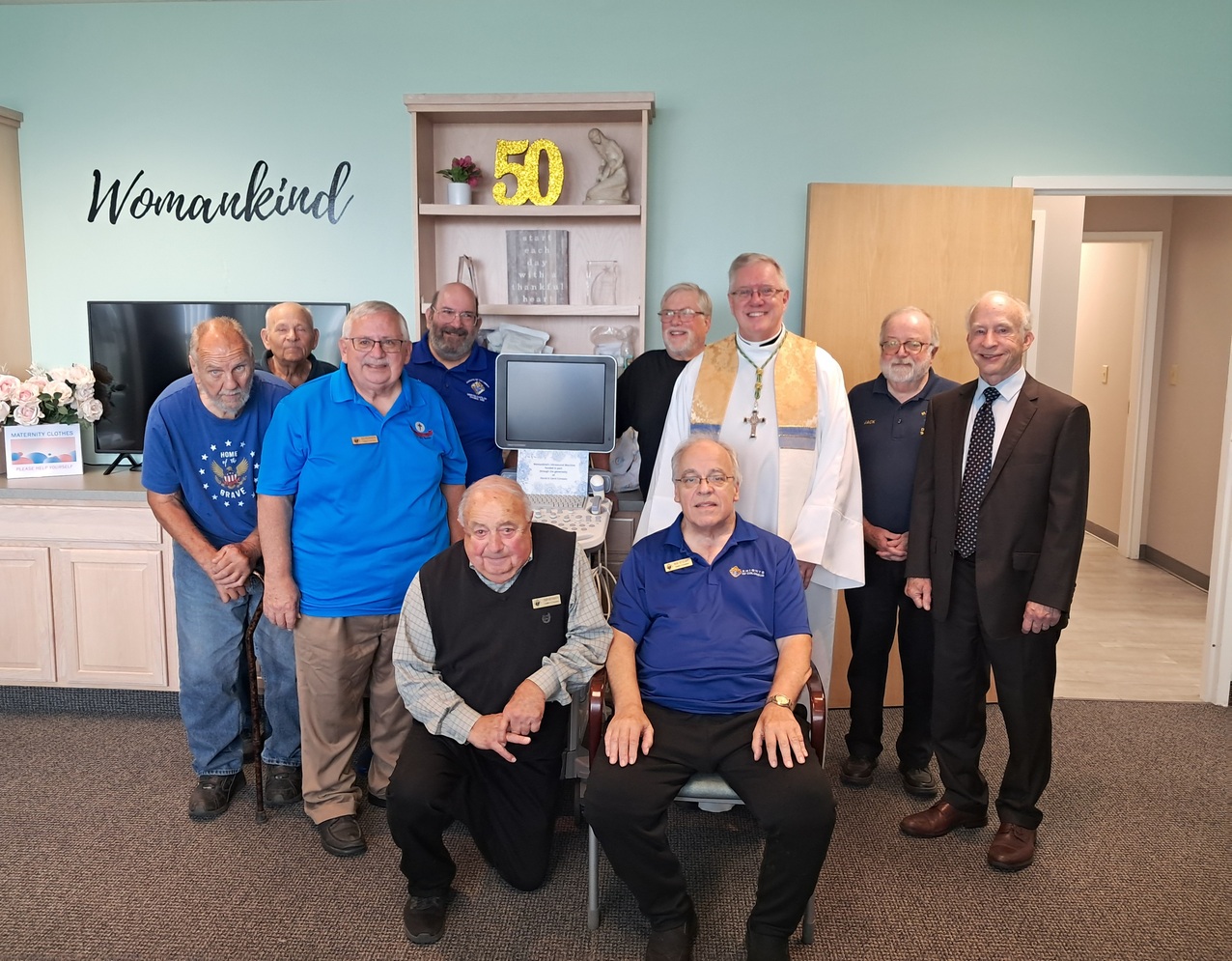 Bishop blesses Womankind ultrasound machine donated by Knights of Columbus 