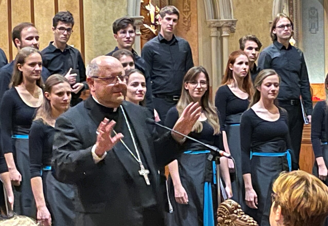 Slovenian Megaron Chamber Choir performs in concert at cathedral